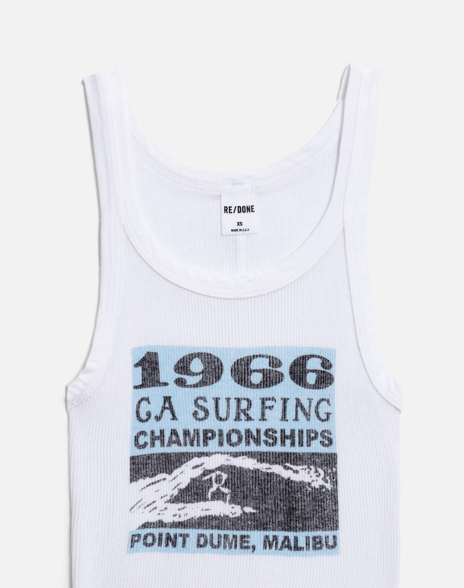 Ribbed "CA Surf" Tank - Optic White Female Product Image