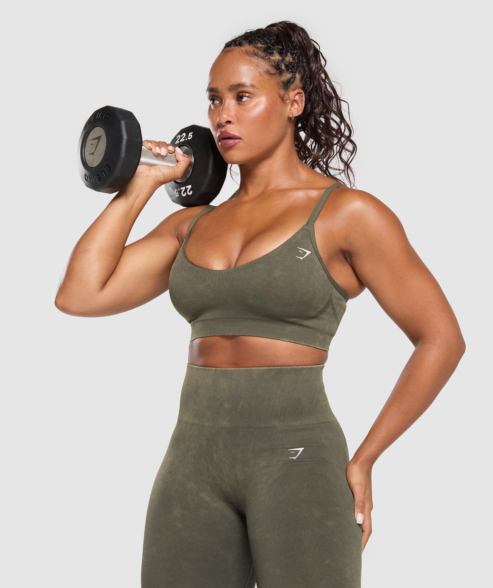 Gymshark Gains Seamless Washed Sports Bra - Strength Green Female Product Image