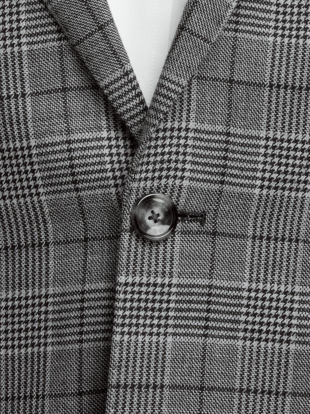 Wool Plaid Single Breasted Notch Lapel Sport Coat - Black/grey Product Image
