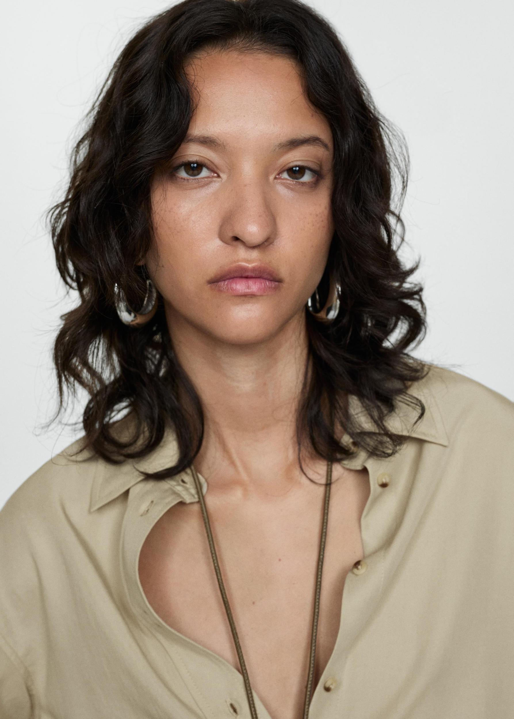 Lyocell shirt with bow - Women | MANGO USA Product Image