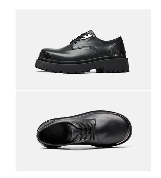 Faux Leather Metal Cap Platform Lace-Up Shoes Product Image