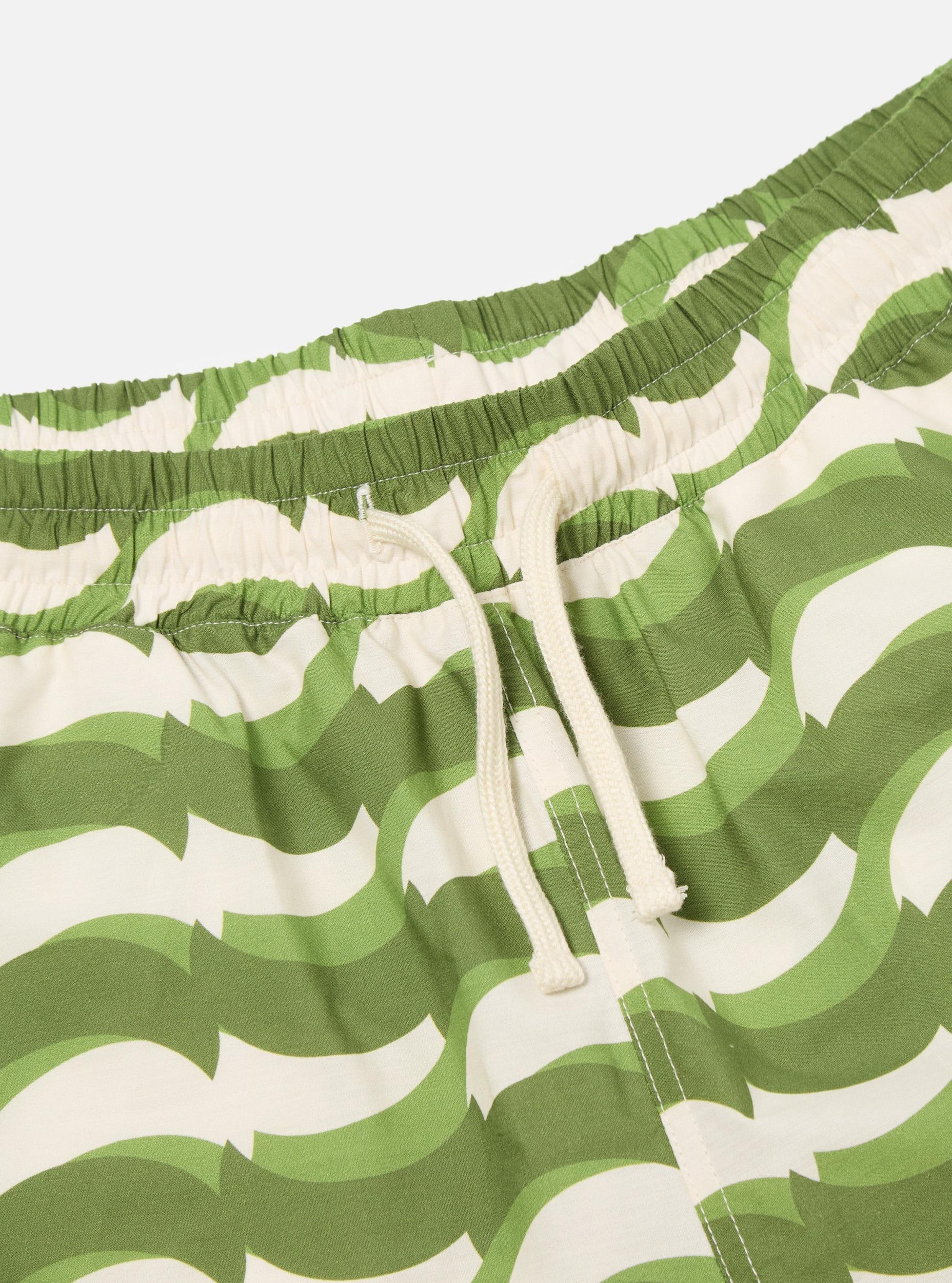 Green Geo Wave Print Cotton Action Short Product Image