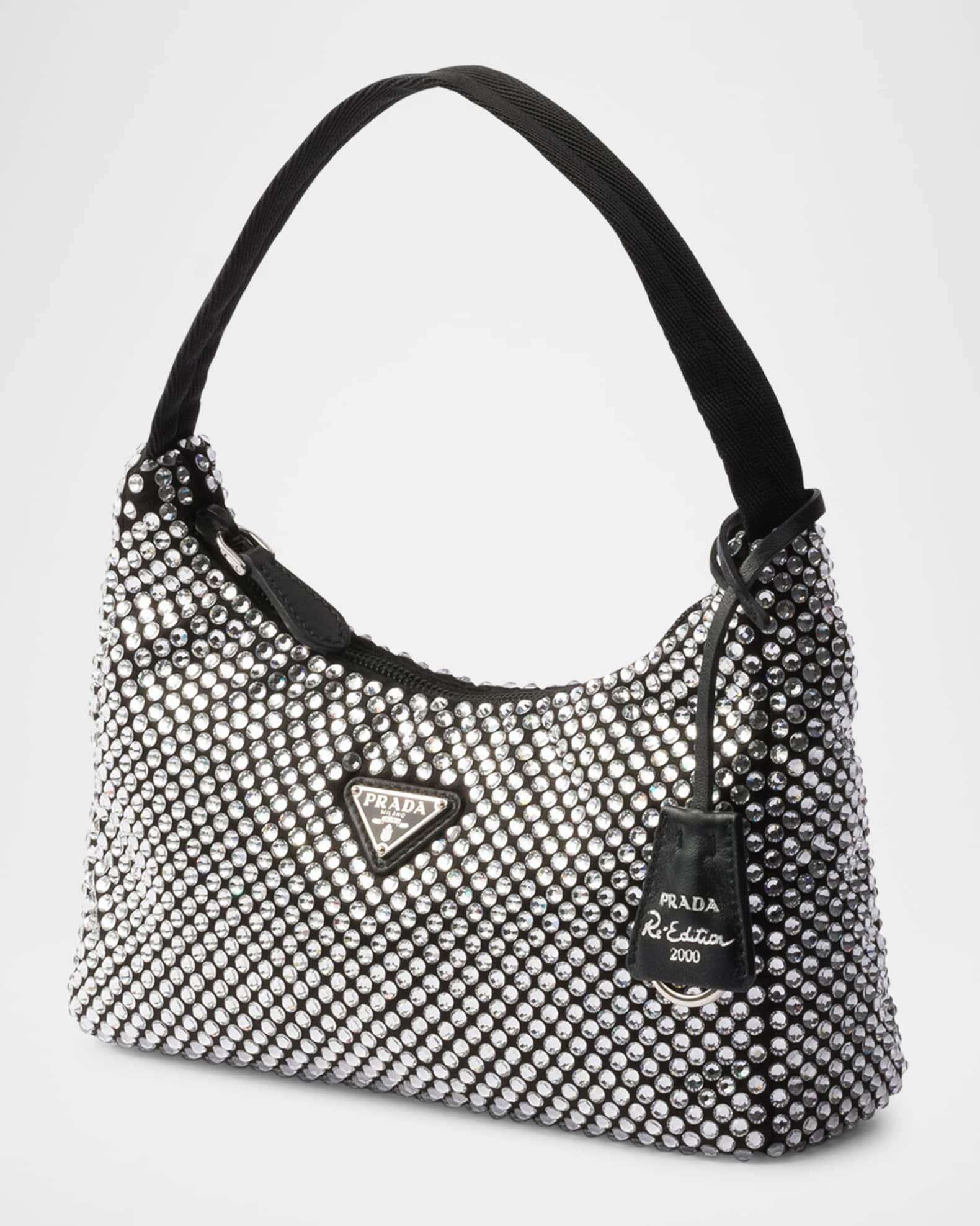 Re-Edition Crystal-Studded Satin Mini Hobo Bag Product Image