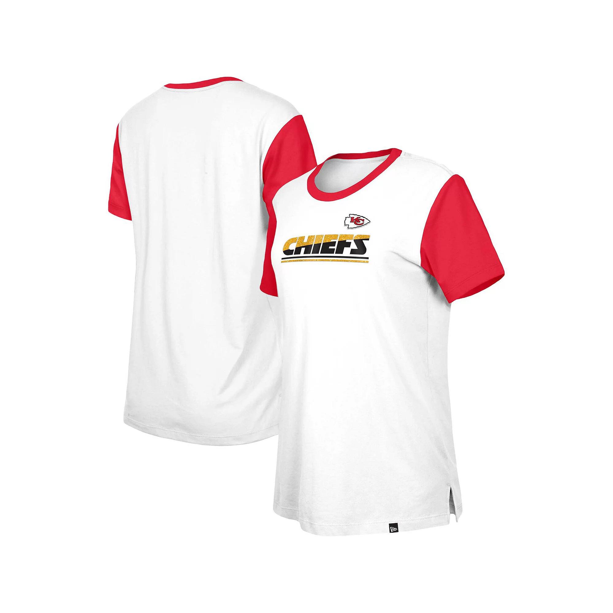 Women's New Era  White/Red Kansas City Chiefs Third Down Colorblock T-Shirt, Size: XL Product Image