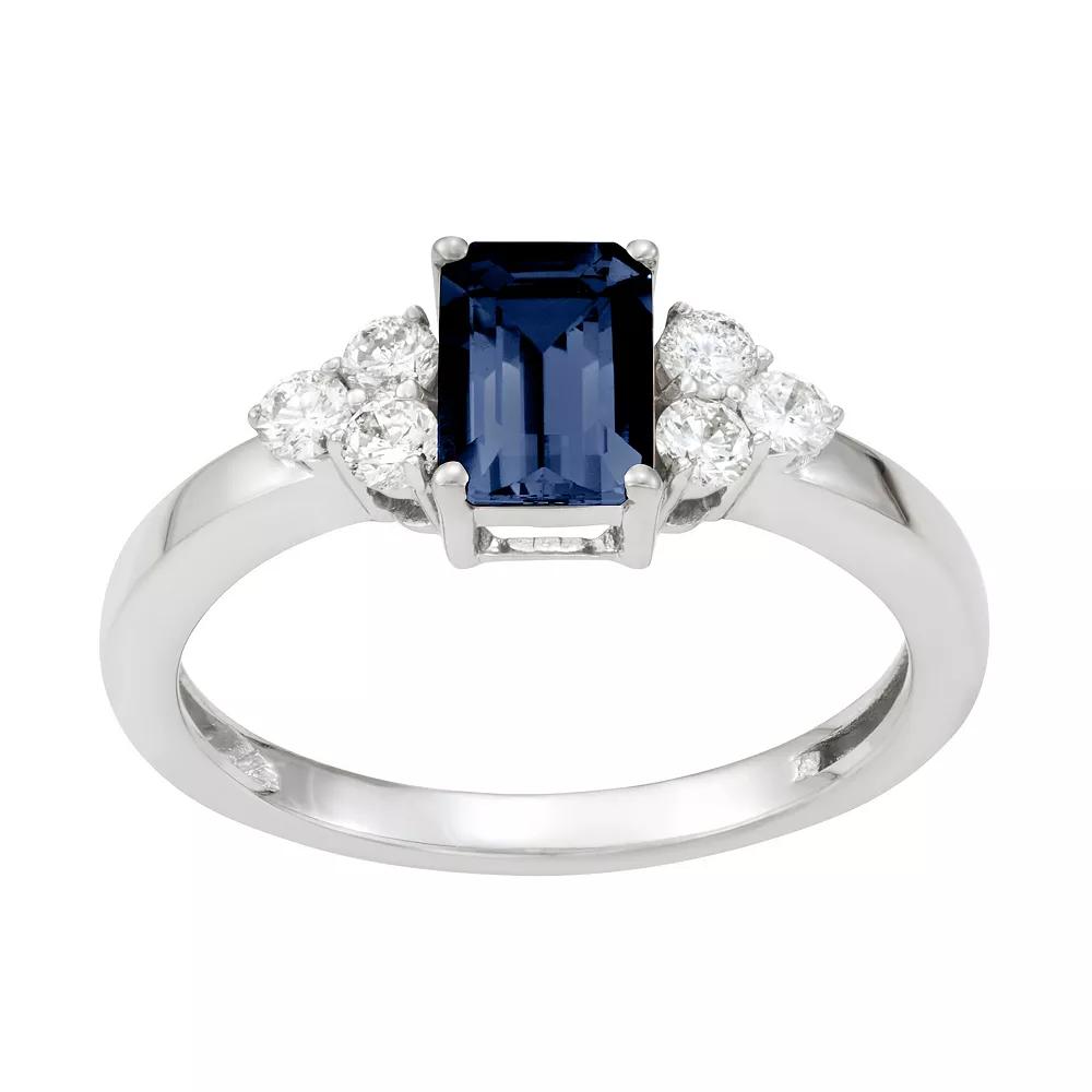 HDI 10k White Gold 1/3 Carat T.W. Diamond & Tanzanite Ring, Women's,  Product Image