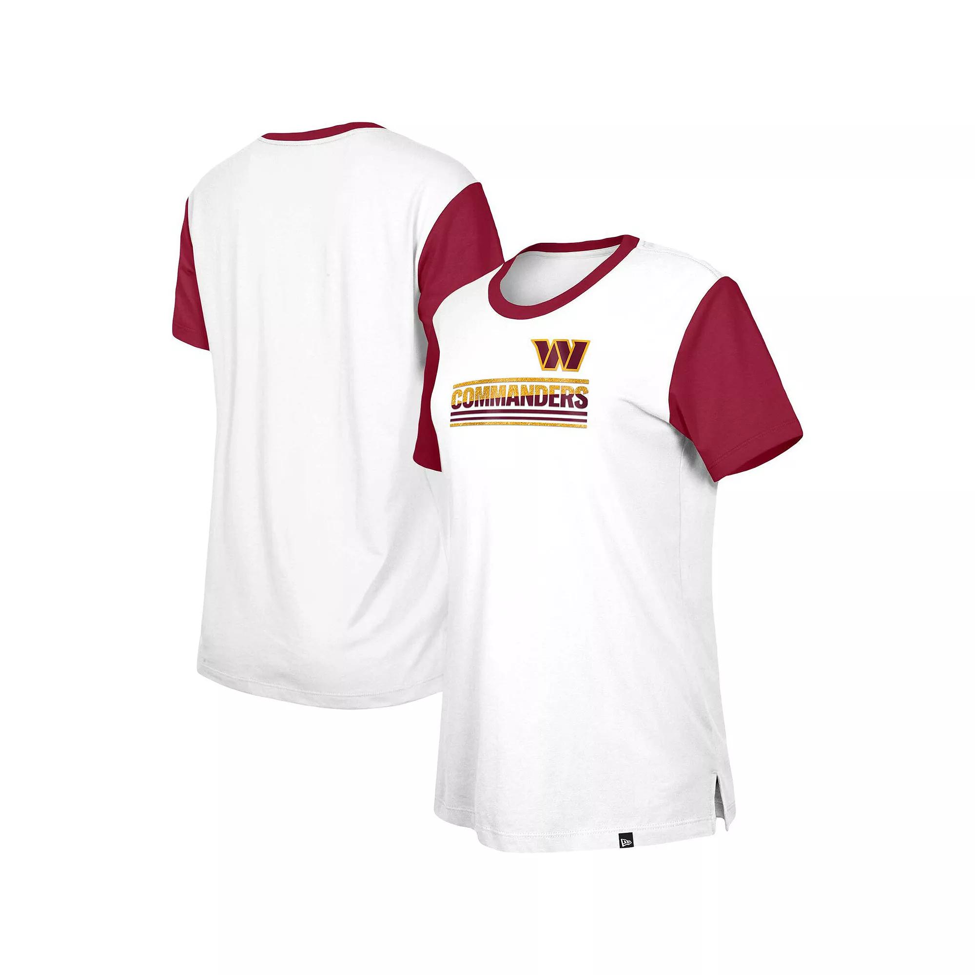 Women's New Era White/Burgundy Washington Commanders Third Down Colorblock T-Shirt,  Product Image