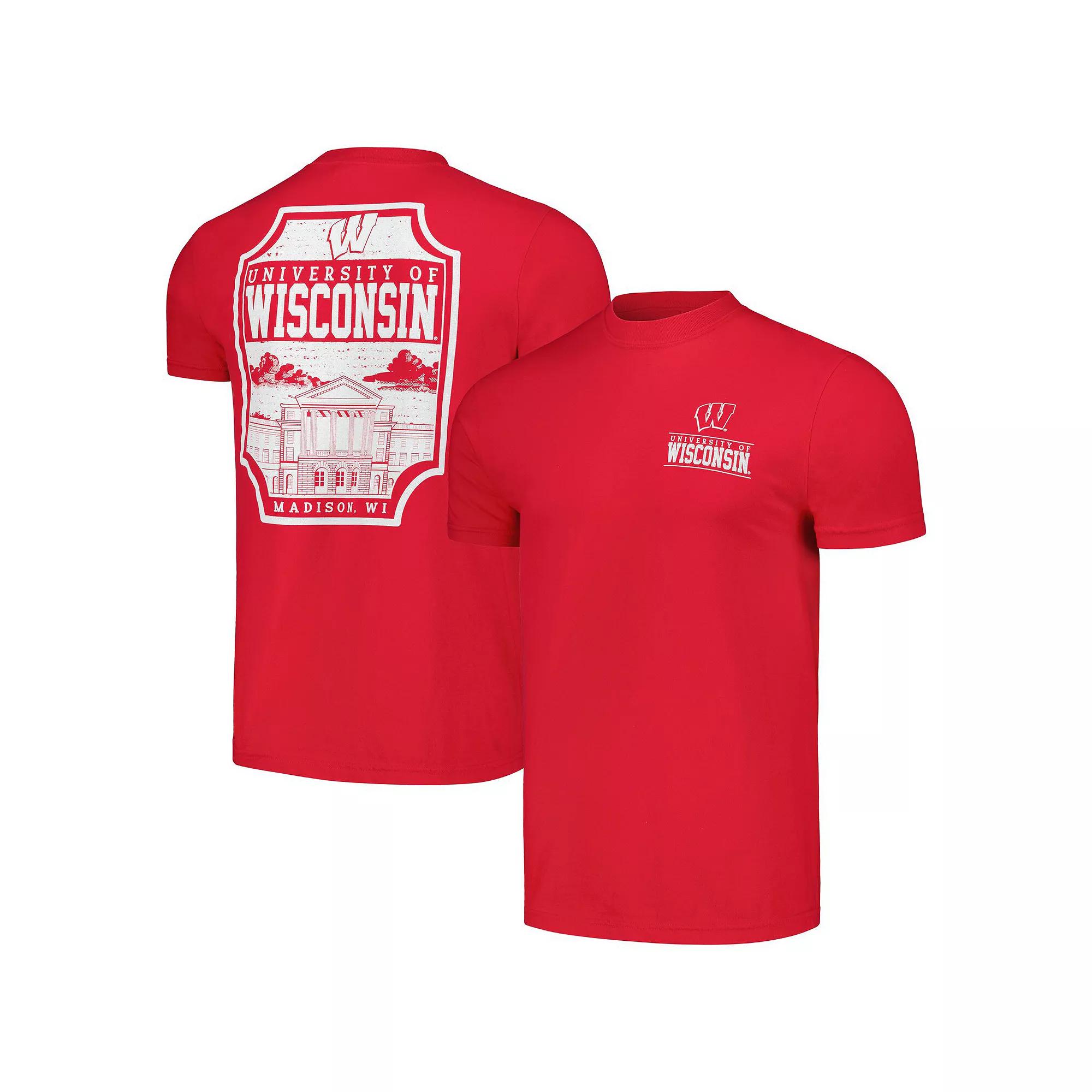 Men's Red Wisconsin Badgers Campus Badge Comfort Colors T-Shirt,  Product Image