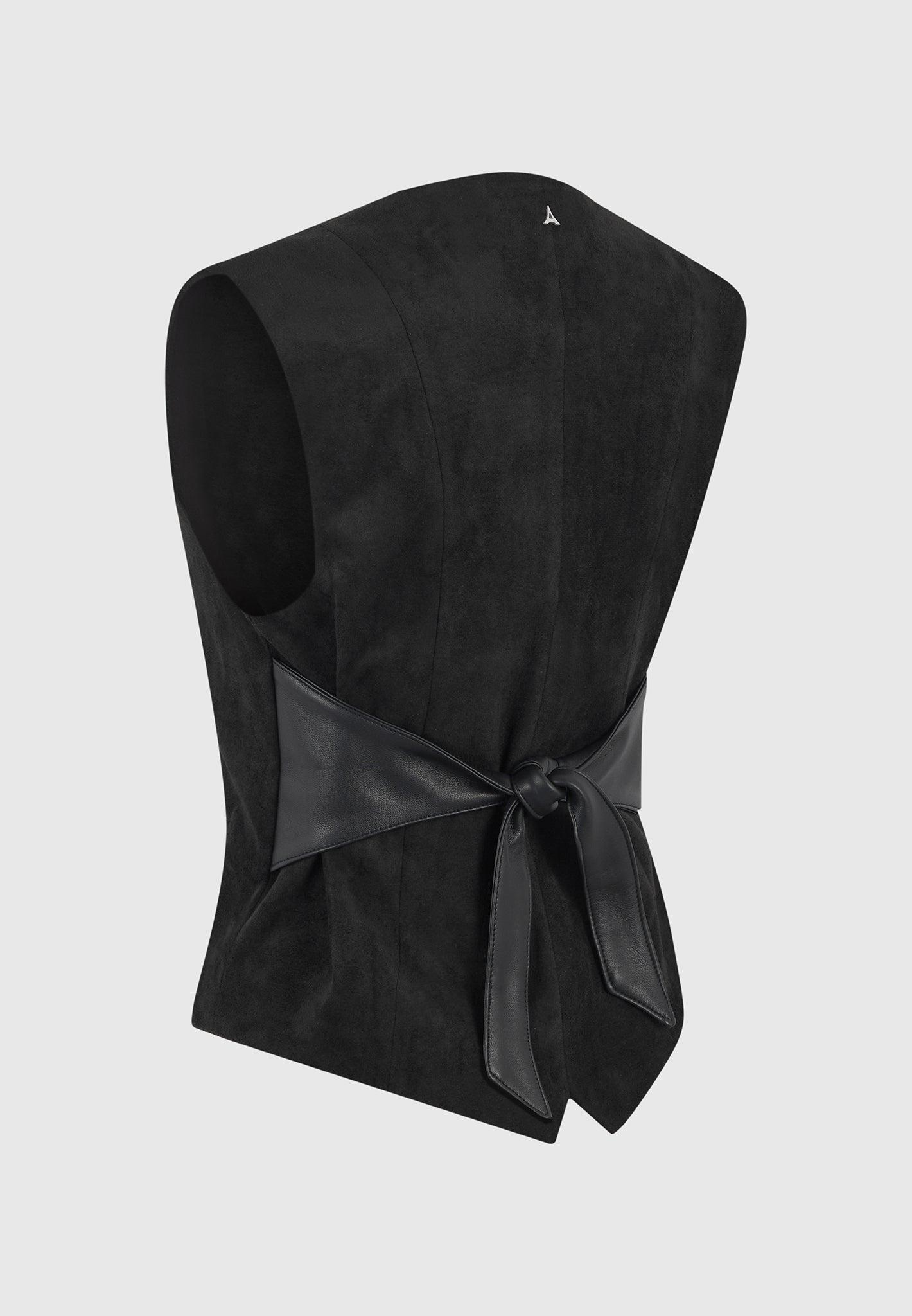 Christine - Suede Cinch Waistcoat - Black Female Product Image