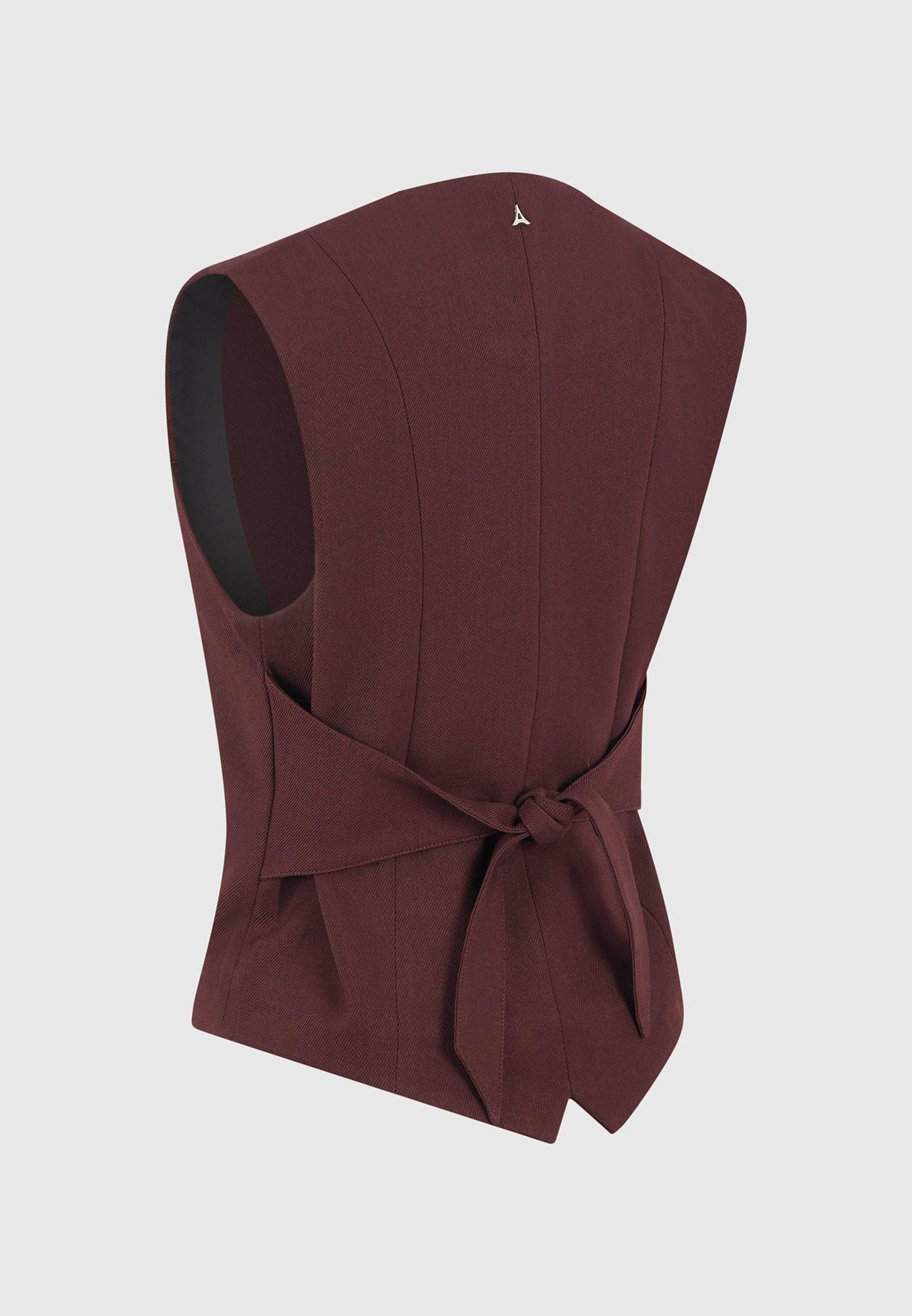 Christine - Tailored Cinch Waistcoat - Wine Red Female Product Image
