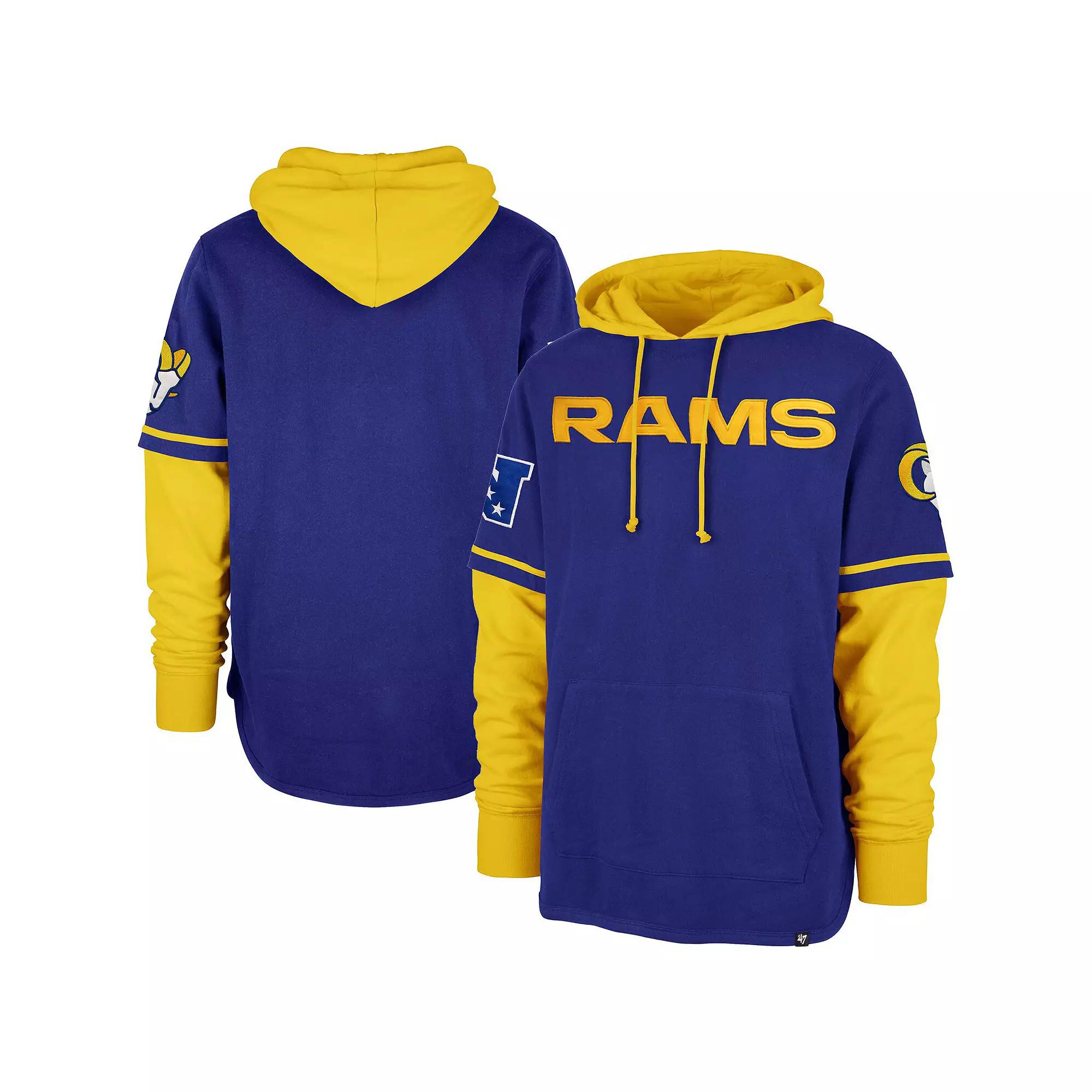Men's '47 Royal Los Angeles Rams Shortstop Pullover Hoodie, Size: Large, Blue Product Image