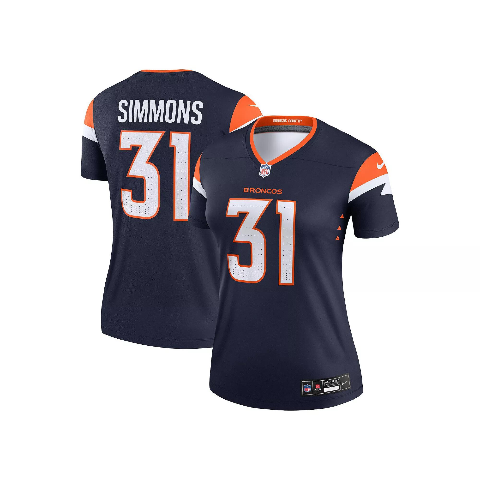 Women's Nike Justin Simmons  Navy Denver Broncos Alternate Legend Player Performance Top, Size: Small, Blue Product Image