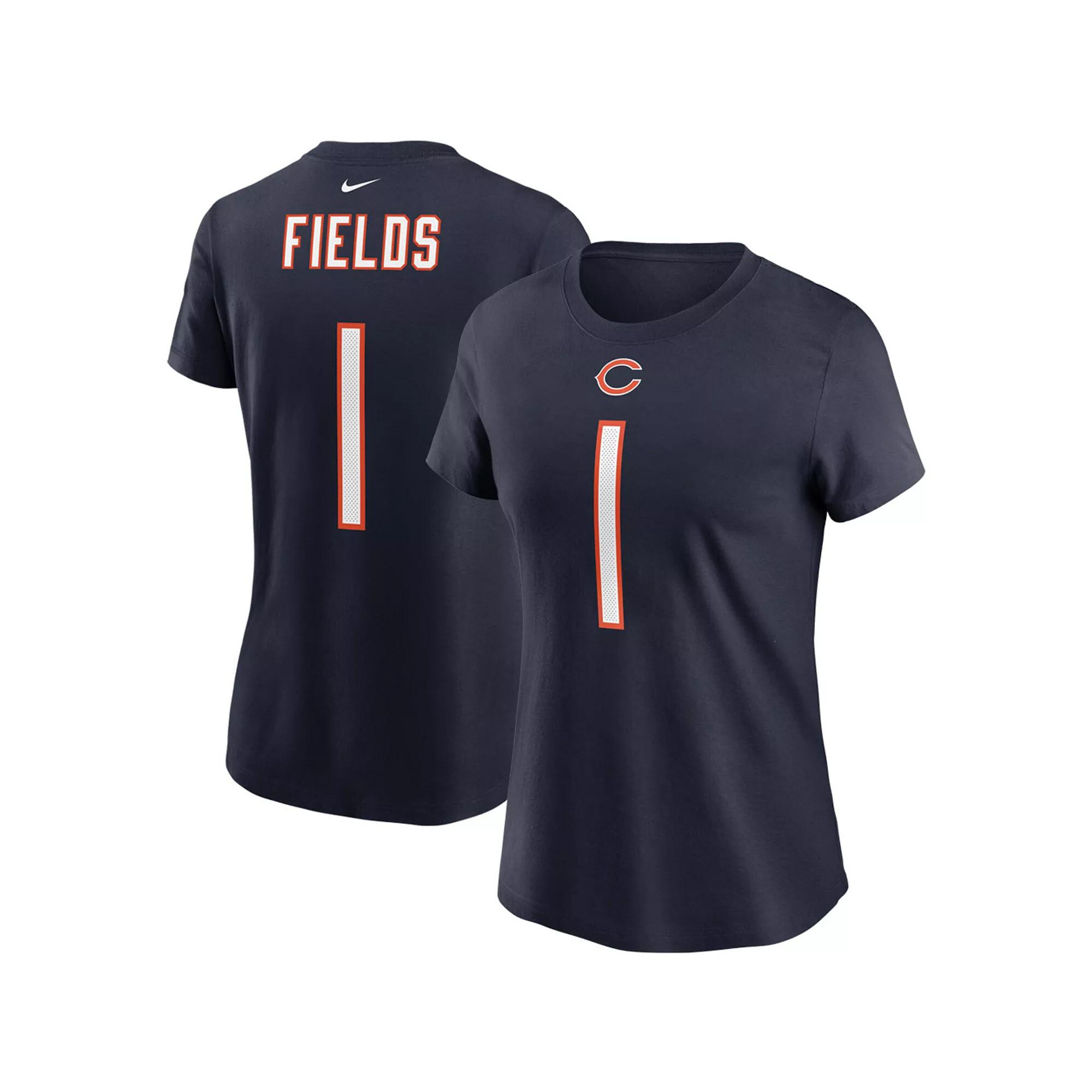 Women's Nike Justin Fields Navy Chicago Bears 2021 NFL Draft First Round Pick Player Name & Number T-Shirt, Size: 2XL, Blue Product Image