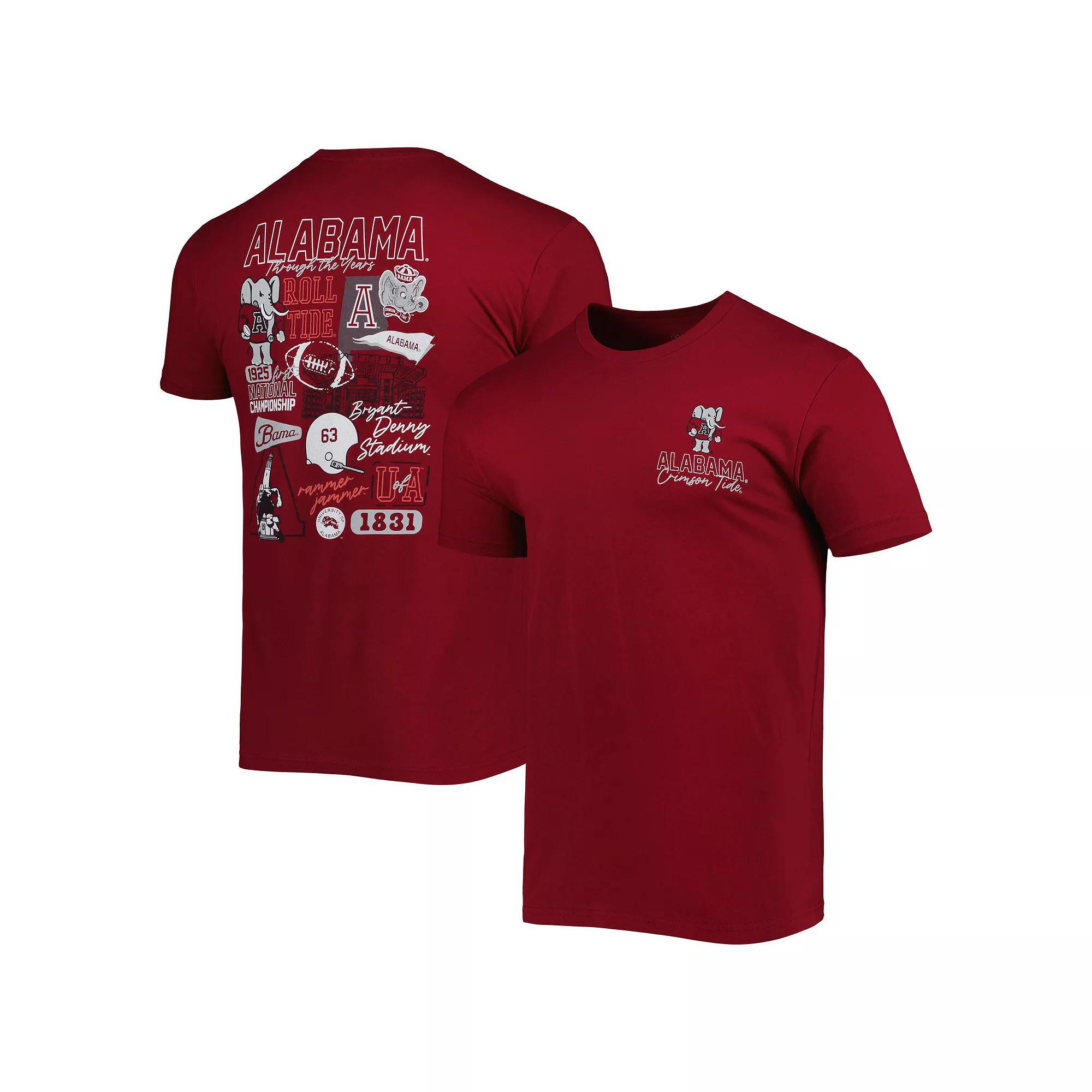 Men's Crimson Alabama Crimson Tide Vintage Through the Years 2-Hit T-Shirt,  Product Image