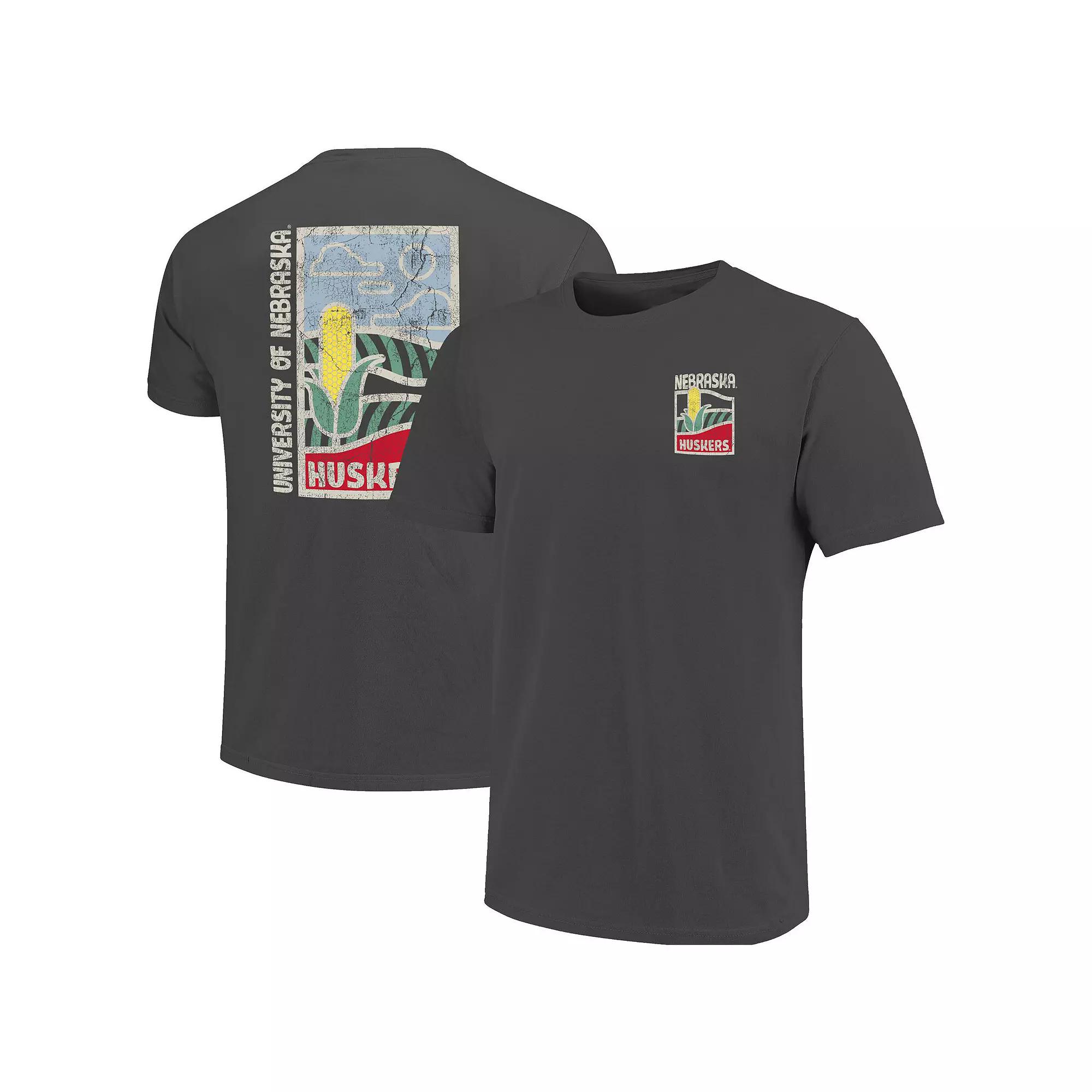 Men's Graphite Nebraska Huskers Comfort Colors Minimal Vista Distressed Graphics T-Shirt,  Product Image