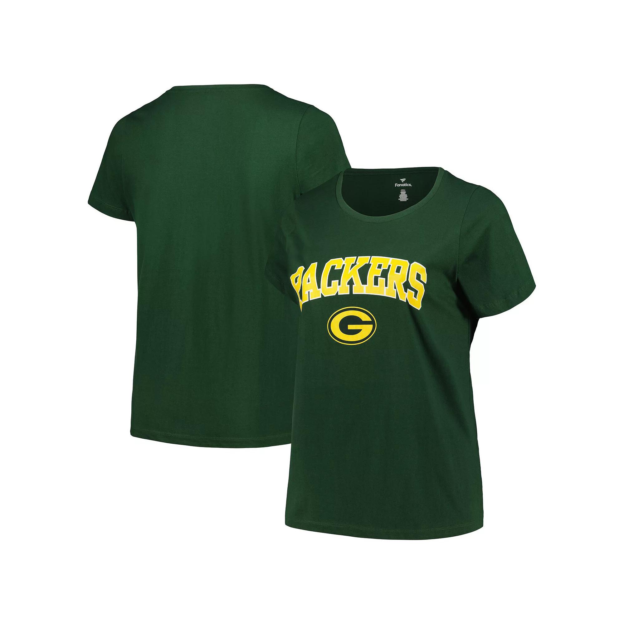 Women's Fanatics Branded Green Green Bay Packers Arch Over Logo Plus Size T-Shirt, Size: PLUS Medium Product Image