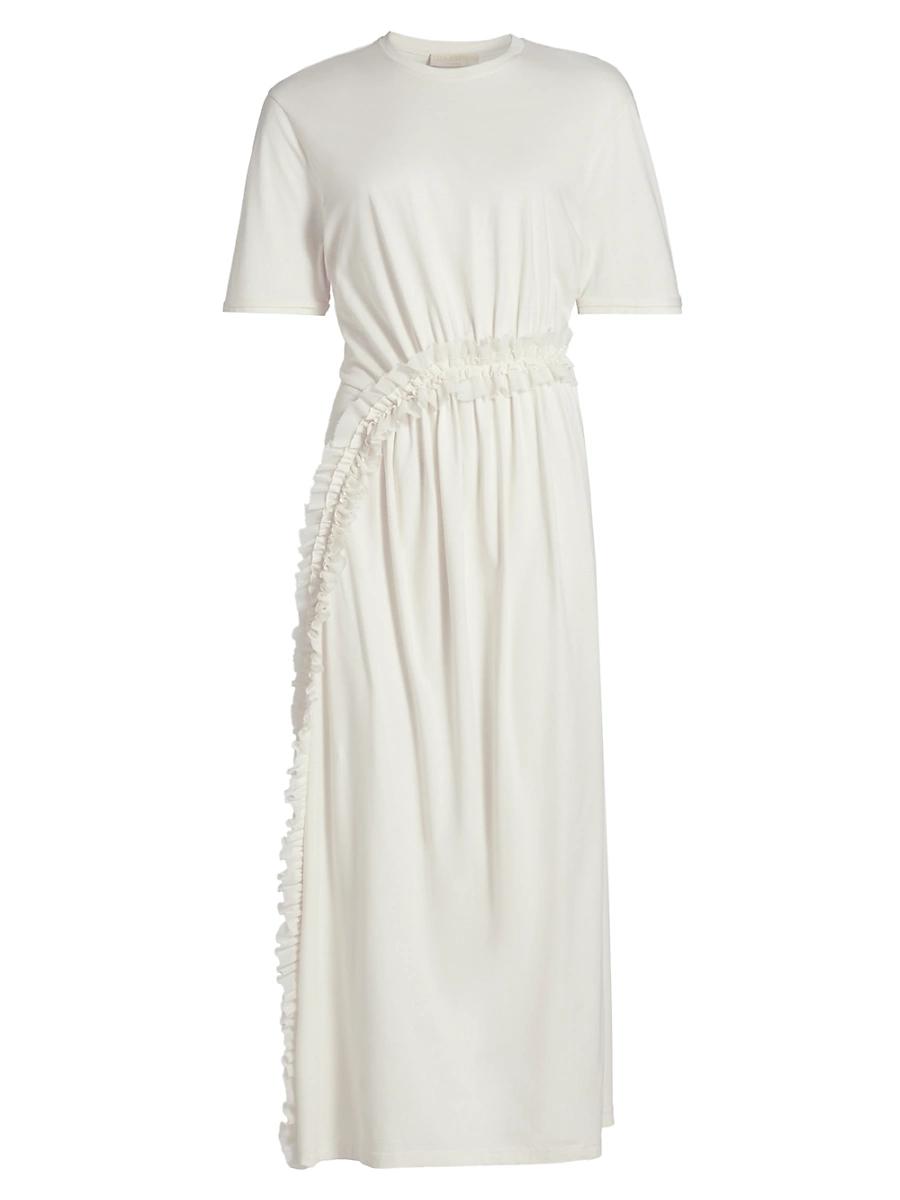 Womens Lilia Ruffled Cotton Midi-Dress Product Image