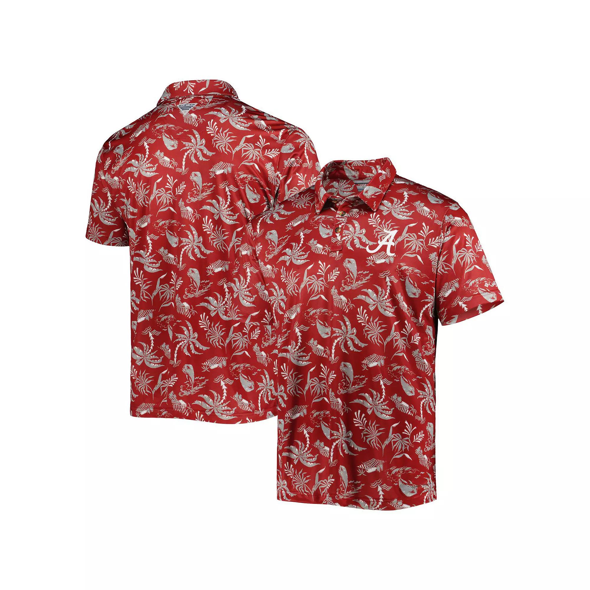 Men's Columbia Crimson Alabama Crimson Tide Super Terminal Tackle Omni-Shade Polo, Size: Medium, Red Product Image