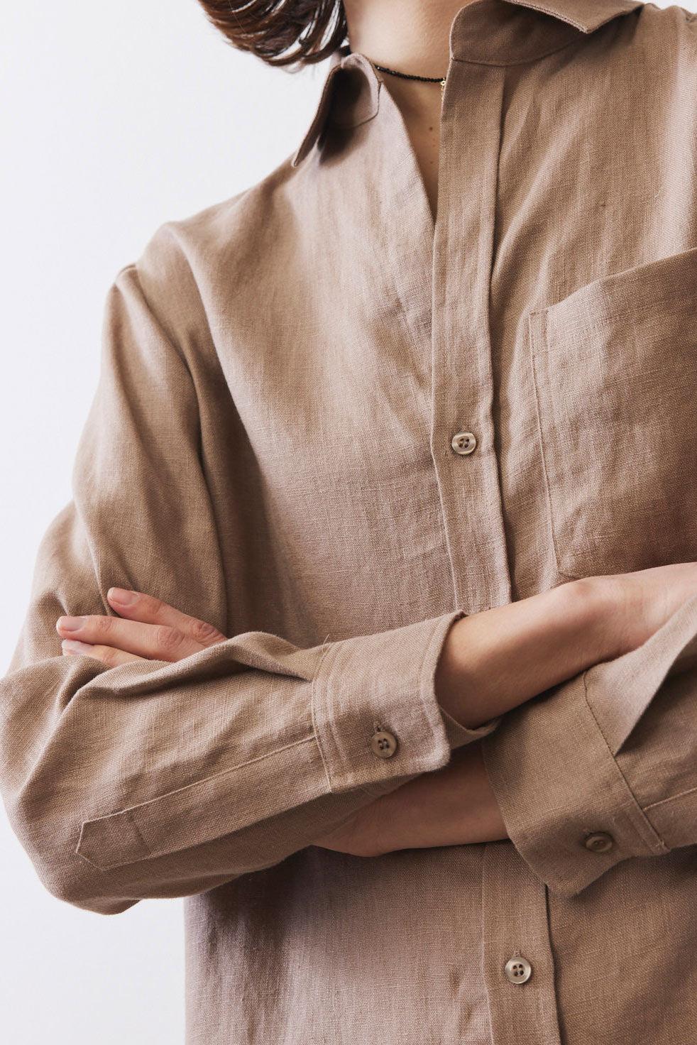 Linen Button Down Shirt Dress Product Image