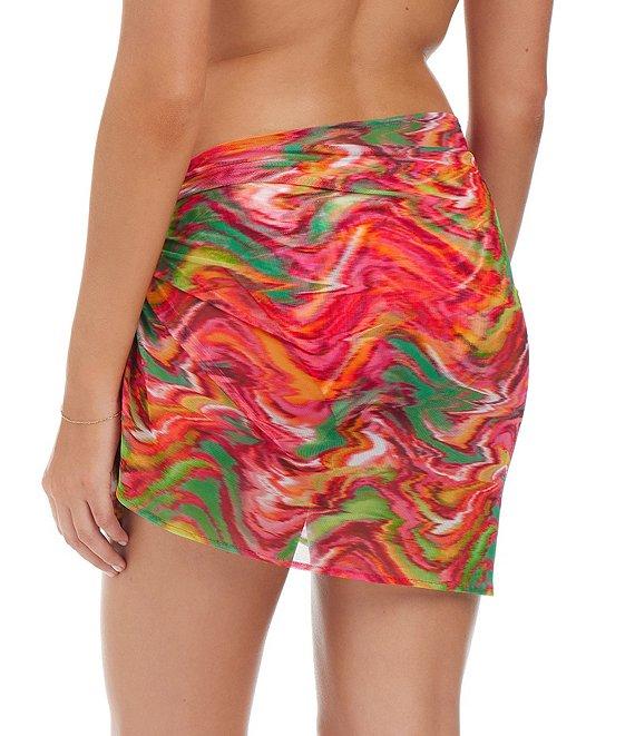 Sanctuary Reading Between The Lines Printed Mesh Short Pareo Swim Cover-Up Product Image