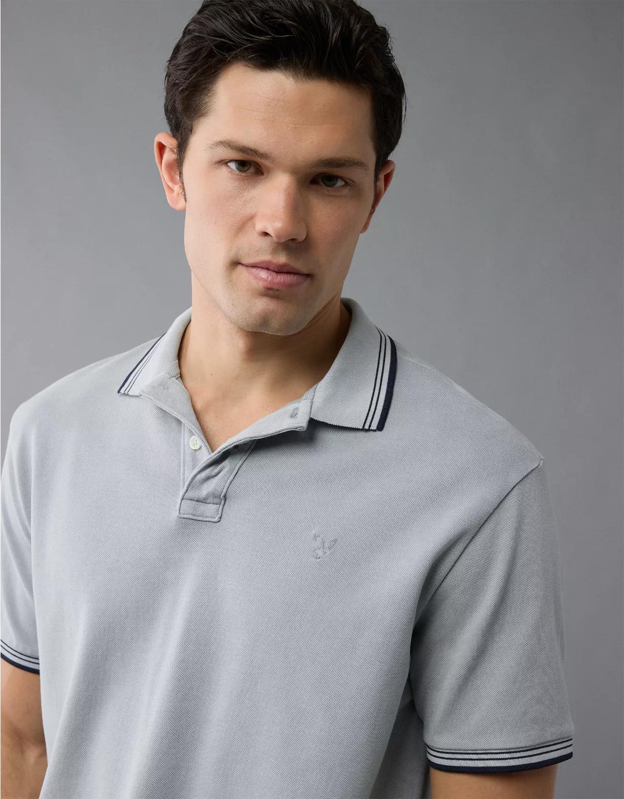 AE Stretch Pique Tipped Polo Shirt Product Image