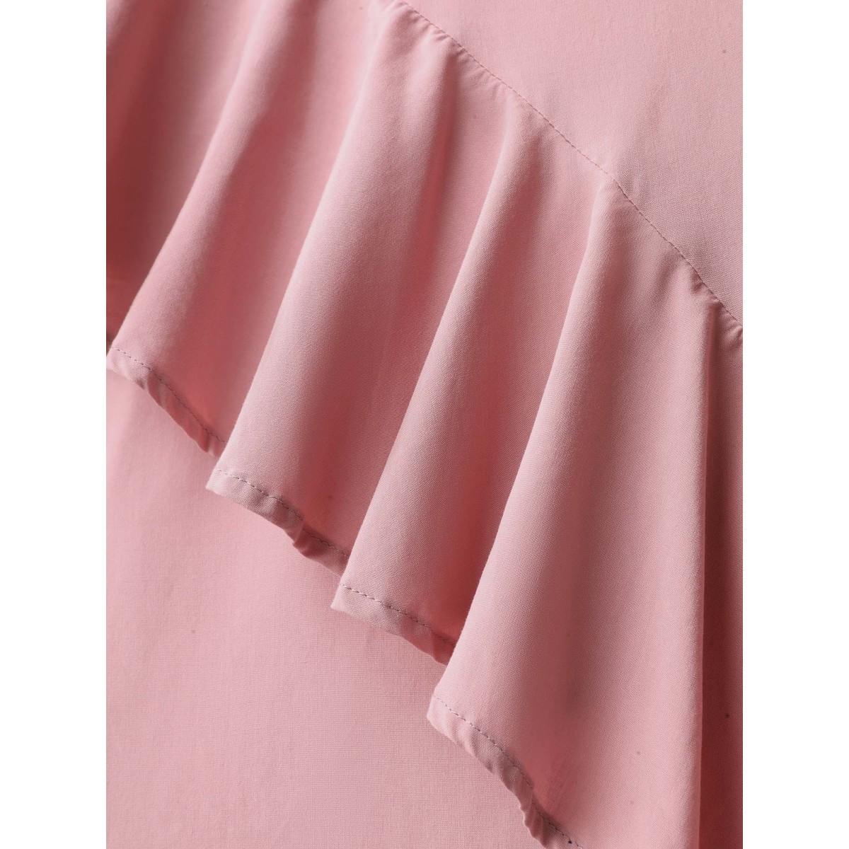 Plus Size Ruffled Halter Neck Solid Midi Dress Watermelon Women Halter neck Sleeveless Curvy BloomChic 12/L Product Image