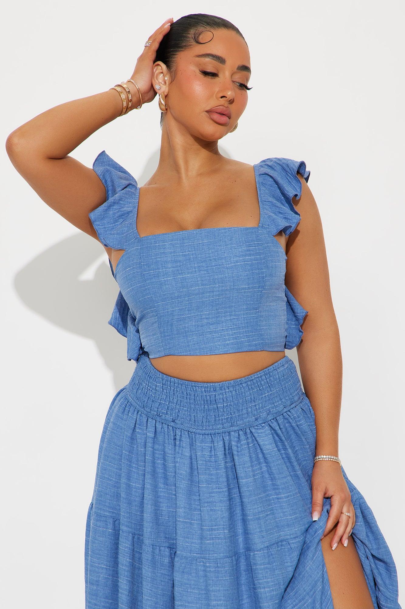 With You Maxi Skirt Set - Blue Product Image