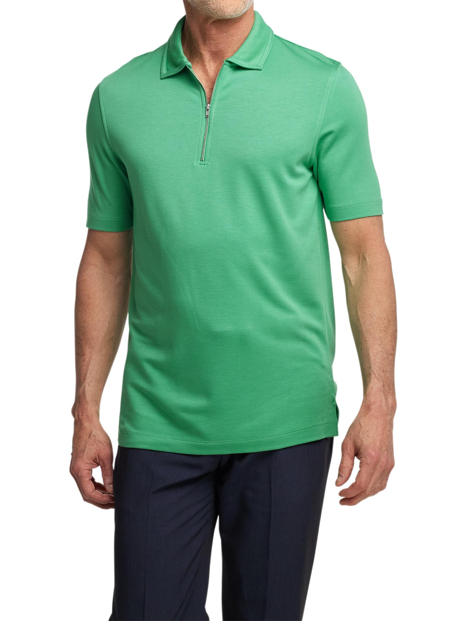 Lyocell Blend Quarter Zip Polo - Green Product Image