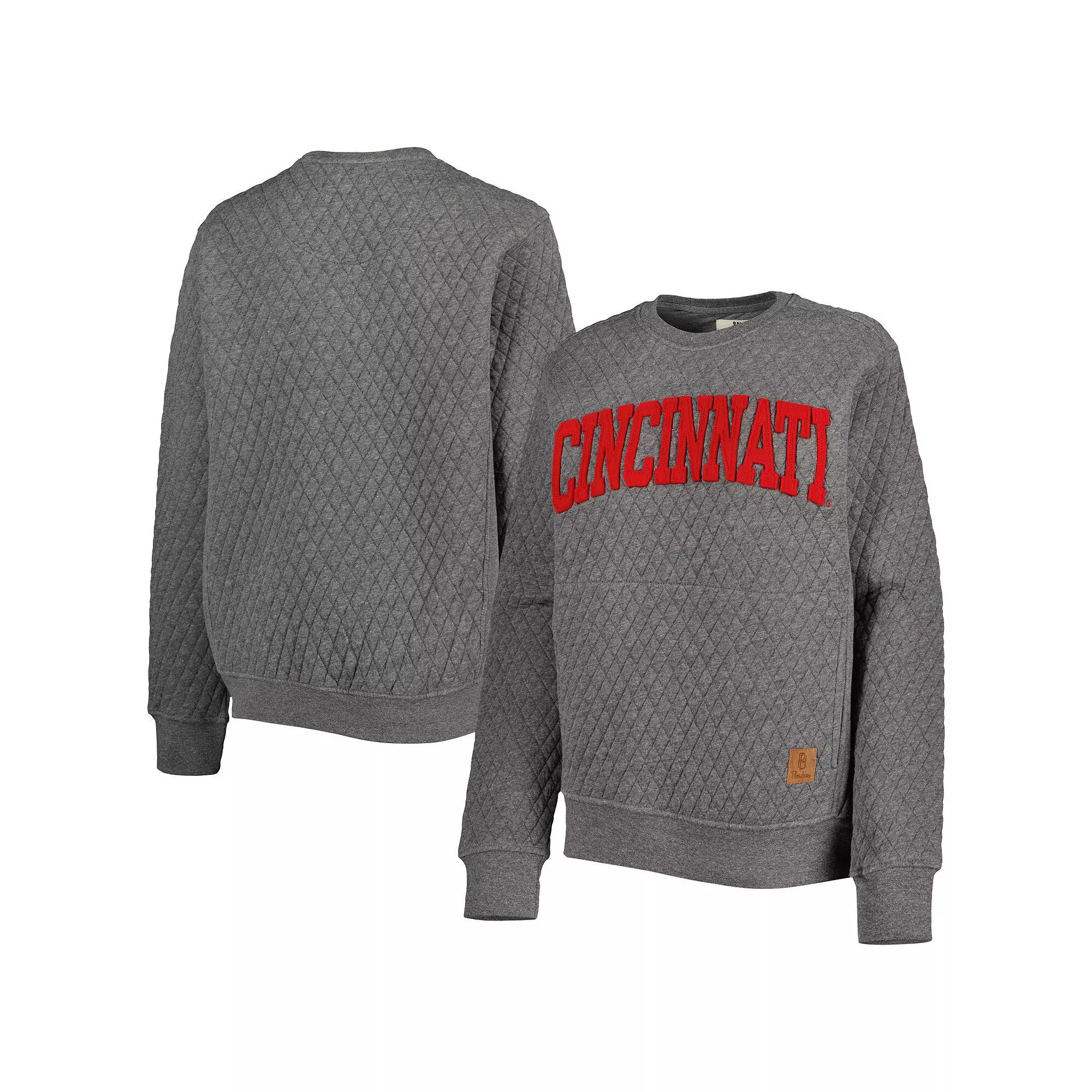 Women's Pressbox Heather Charcoal Cincinnati Bearcats Moose Quilted Pullover Sweatshirt,  Product Image