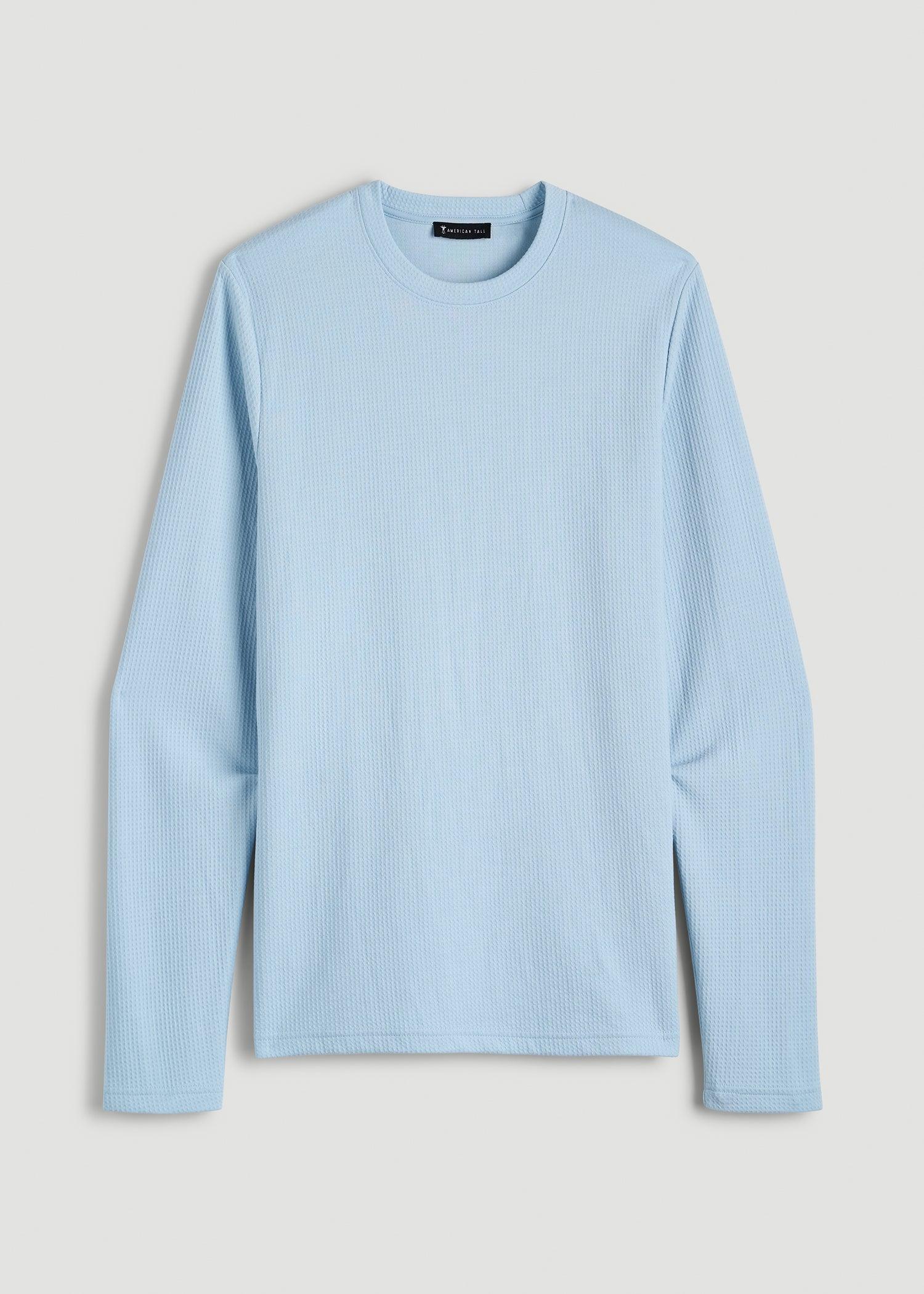 Cloud Knit Waffle Long Sleeve Tee for Tall Men in Ice Blue Male Product Image