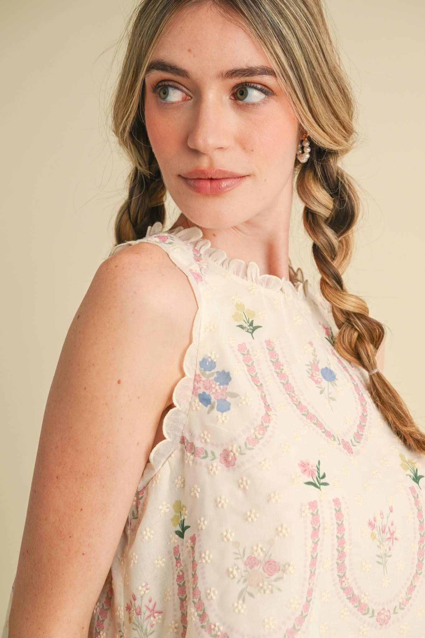 Embroidered Babydoll Top Product Image