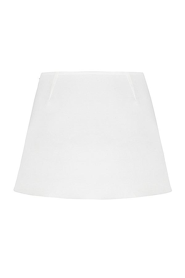 Mallie  white linen a-line mini skirt Product Image