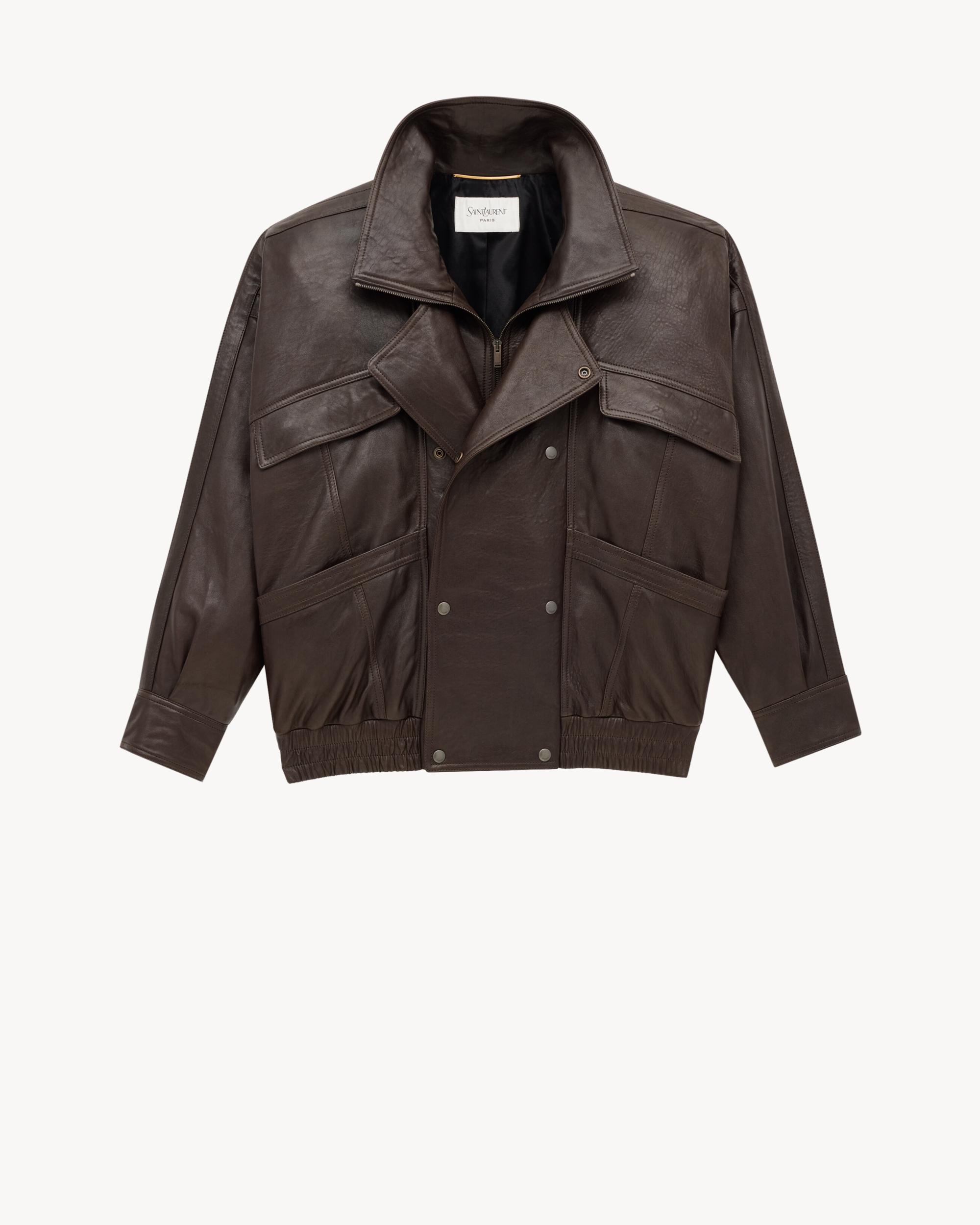 bomber jacket in bubbled lambskin Product Image