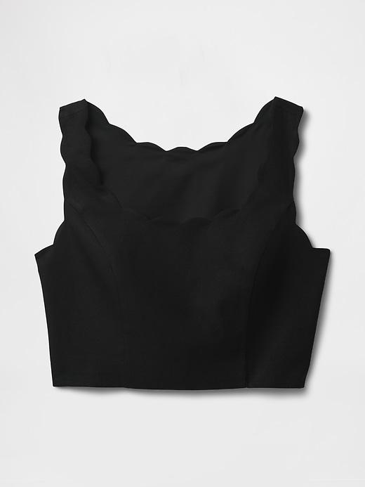 Linen-Blend Scalloped Crop Top Product Image