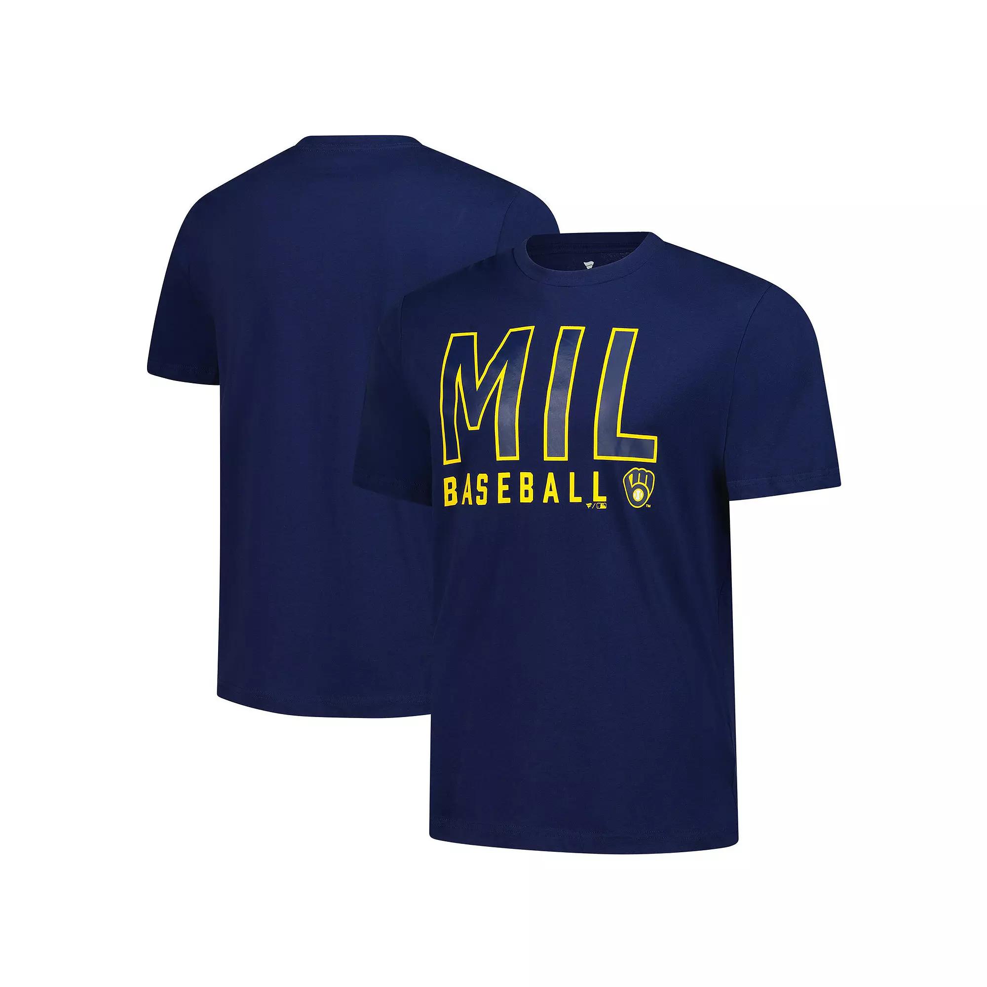 Men's Fanatics  Navy Milwaukee Brewers T-Shirt, Size: 3XL, Blue Product Image