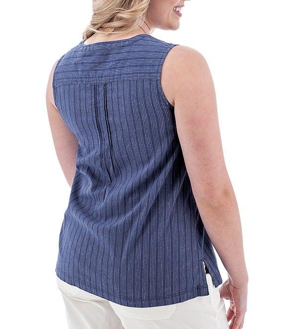 Aventura Breeze Striped Crew Neckline Sleeveless Button Front Tank Product Image