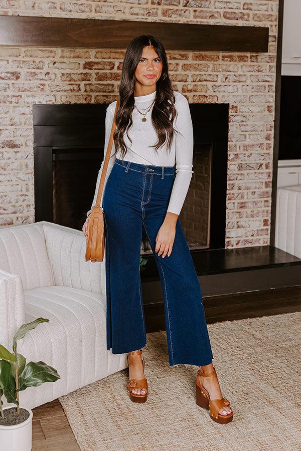 The Adriana High Waist Wide Leg Jean in Dark Wash Product Image