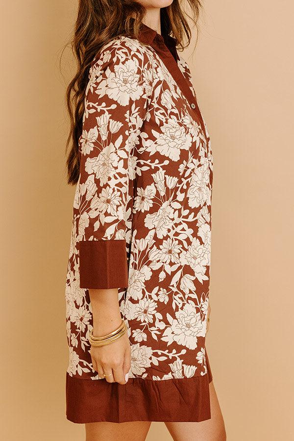 Sweet Harmony Floral Mini Dress in Chocolate Product Image