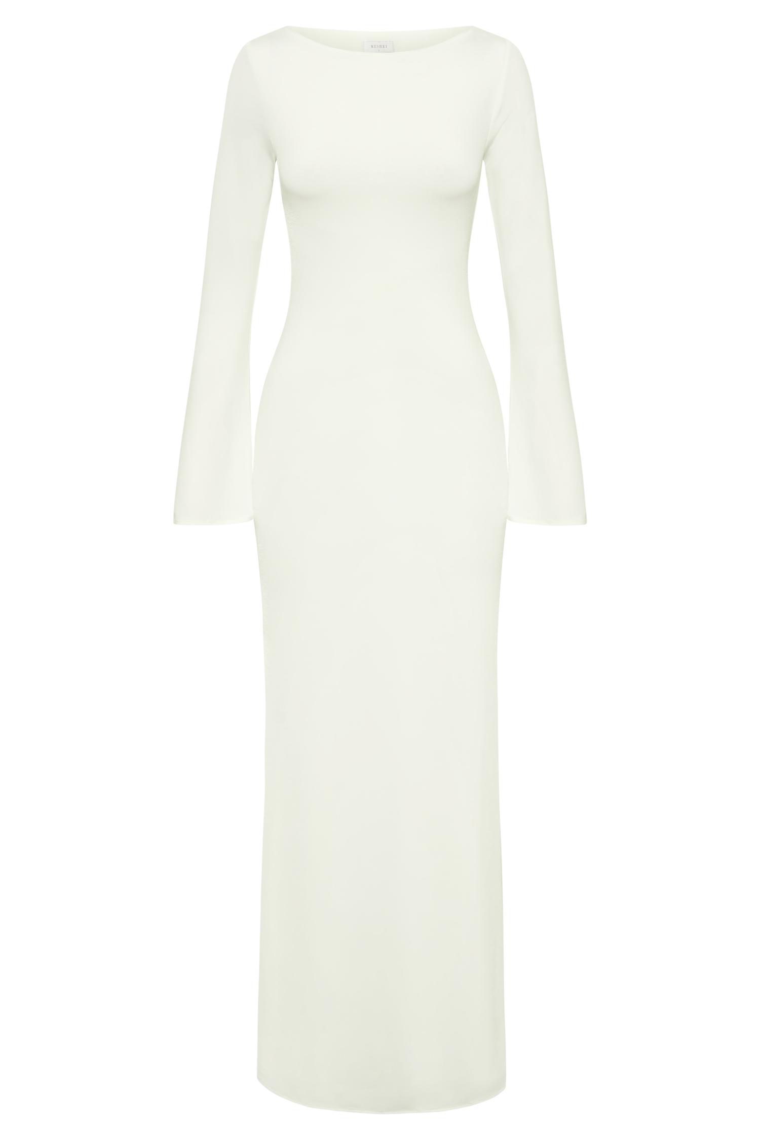 Tarna Slinky Fishtail Maxi Dress - Ivory Product Image