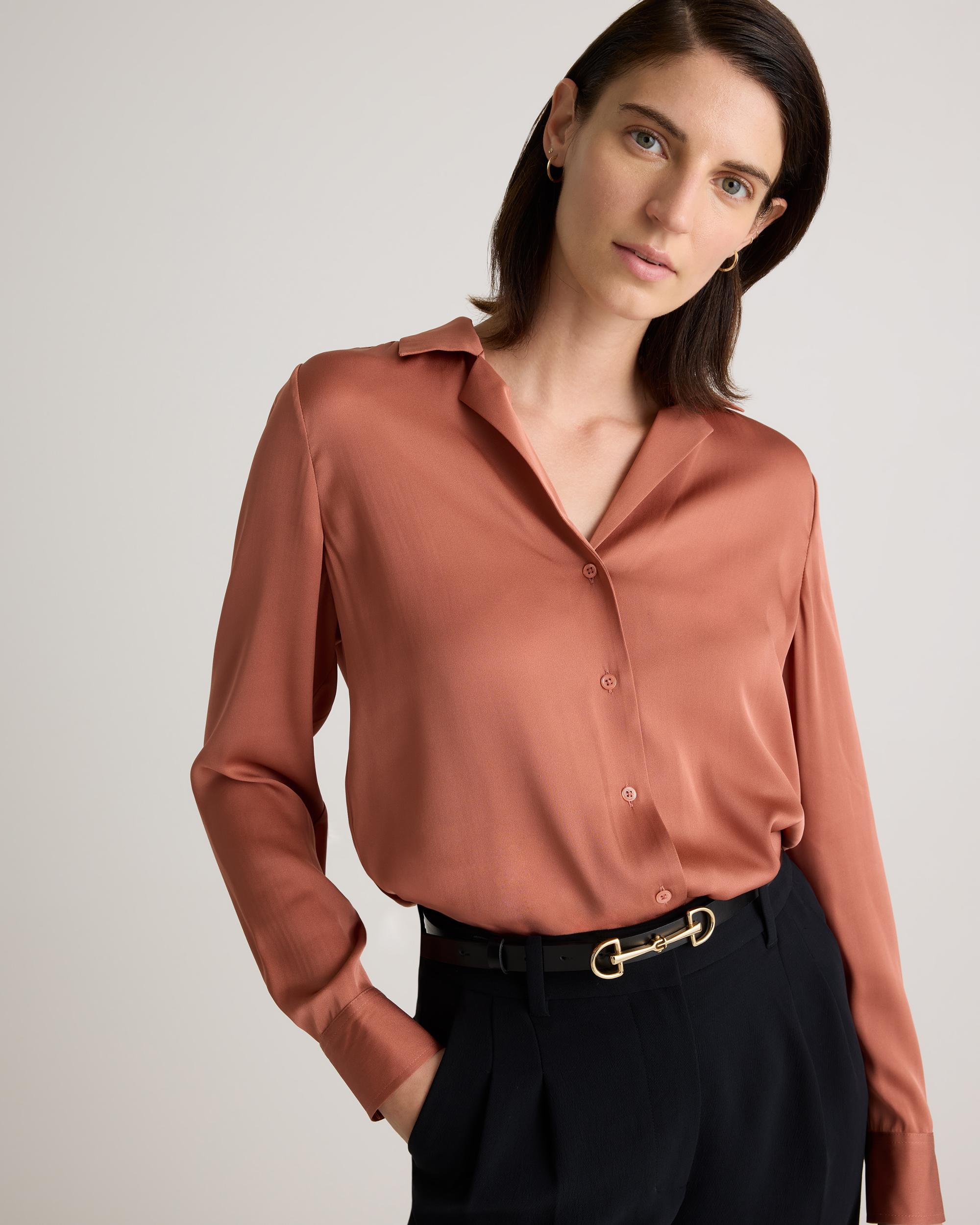 Quince | Women's Washable Stretch Silk Notch Collar Blouse Product Image