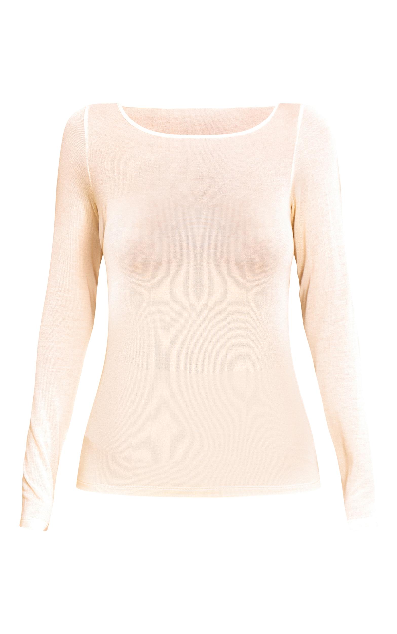 Butter Yellow Sheer Soft Touch Crew Neck Long Sleeve Top Product Image