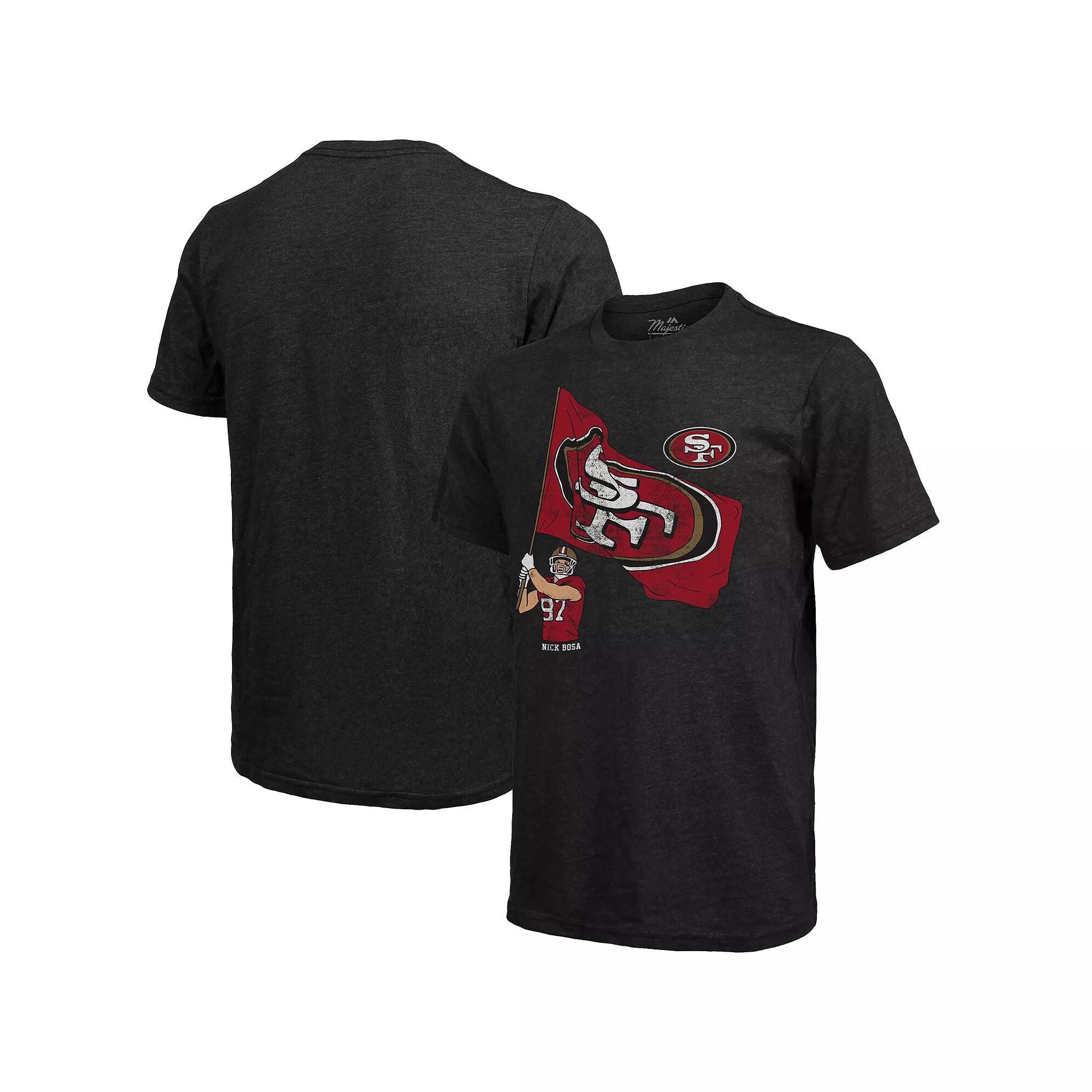 Men's Fanatics Branded Nick Bosa Black San Francisco 49ers Tri-Blend Player Graphic T-Shirt, Size: Small Product Image