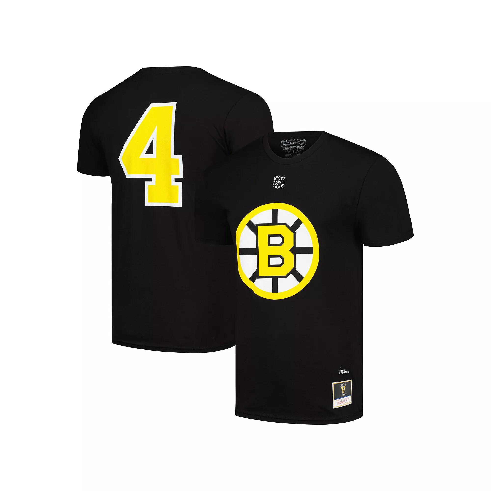 Men's Mitchell & Ness Bobby Orr Black Boston Bruins  Name & Number T-Shirt, Size: Medium Product Image