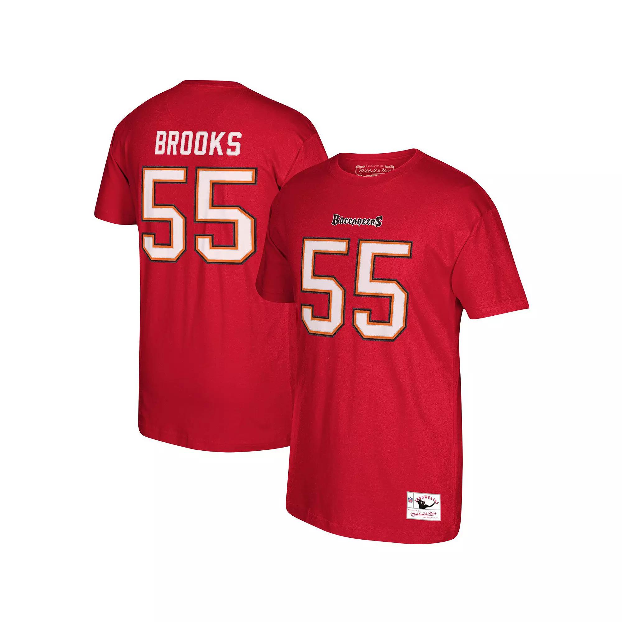 Men's Mitchell & Ness Derrick Brooks Red Tampa Bay Buccaneers Retired Player Logo Name & Number T-Shirt, Size: Small Product Image