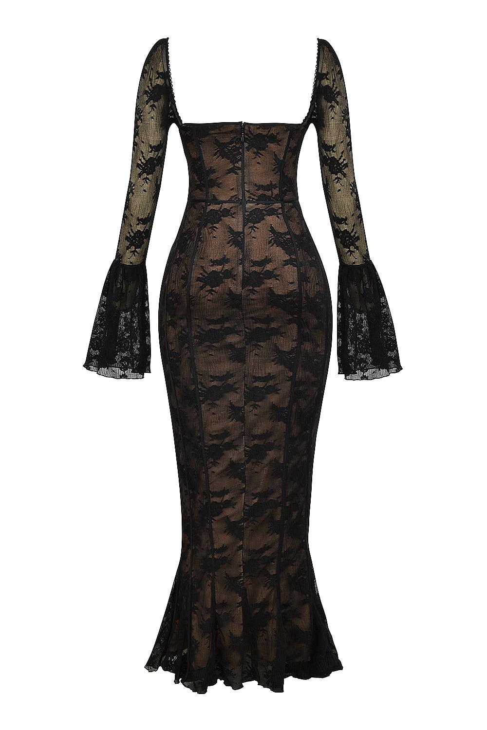 Delilah  black long sleeve lace maxi dress Product Image