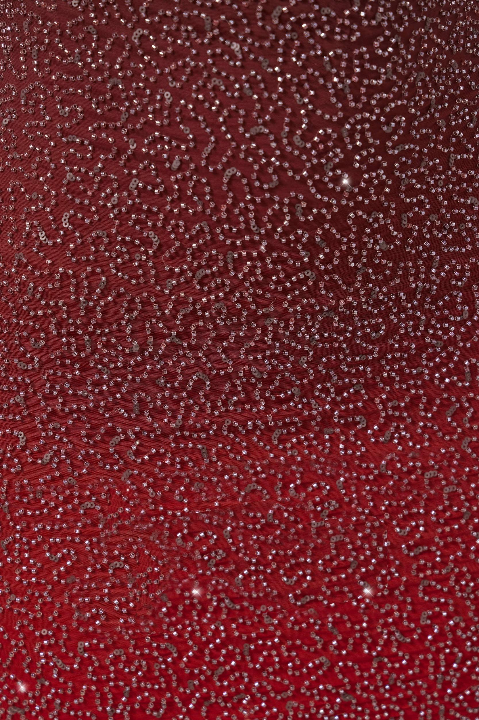 Embellished Halter Neck Mini Dress in Red/Brown Ombré Product Image