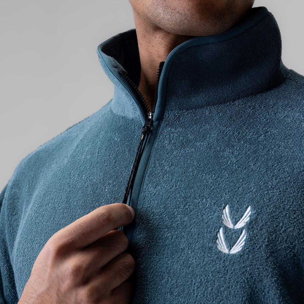 1057. Towel Terry Quarter Zip Oversized Tee - Storm Product Image