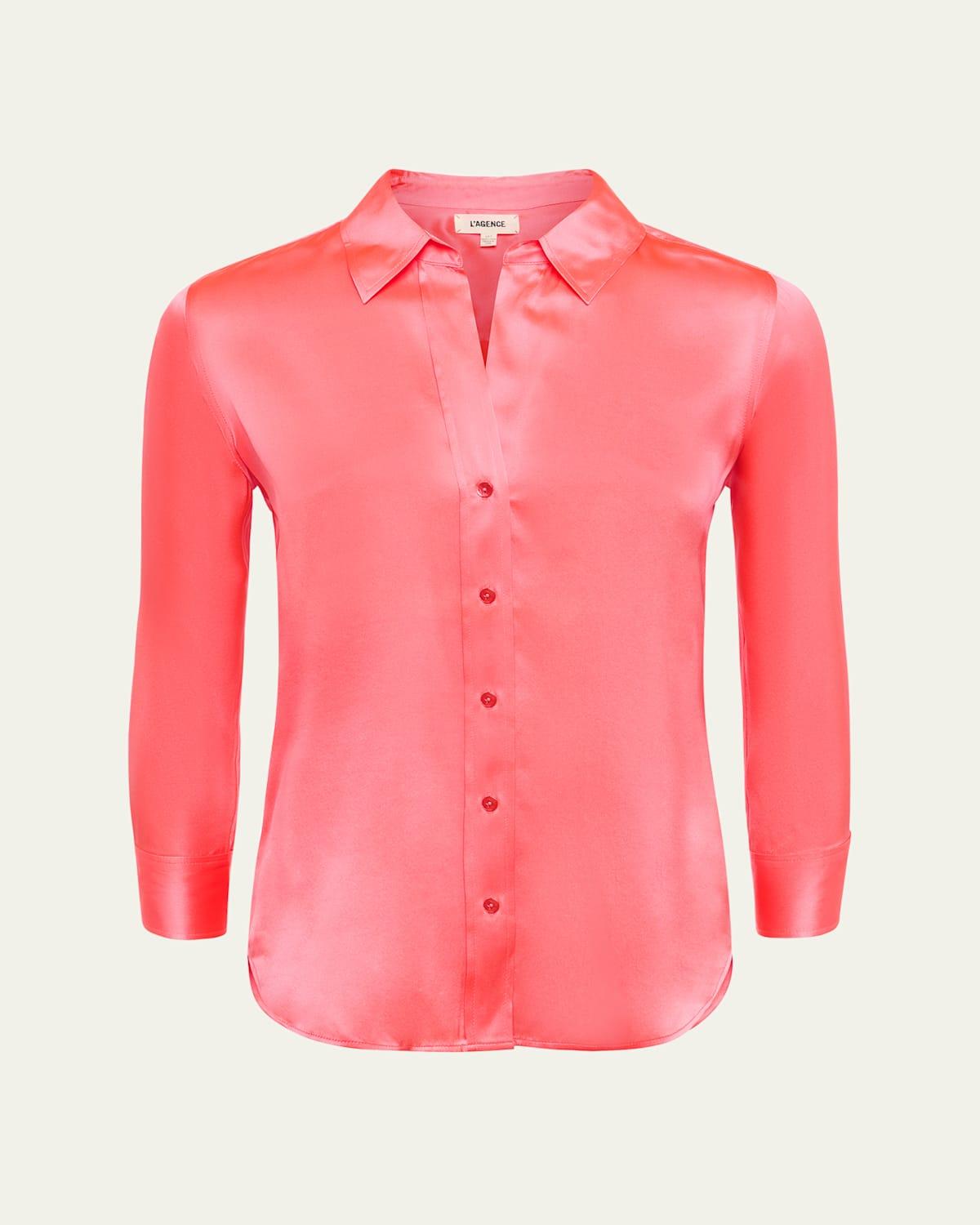 Womens Dani Three-Quarter Sleeve Silk Shirt Product Image