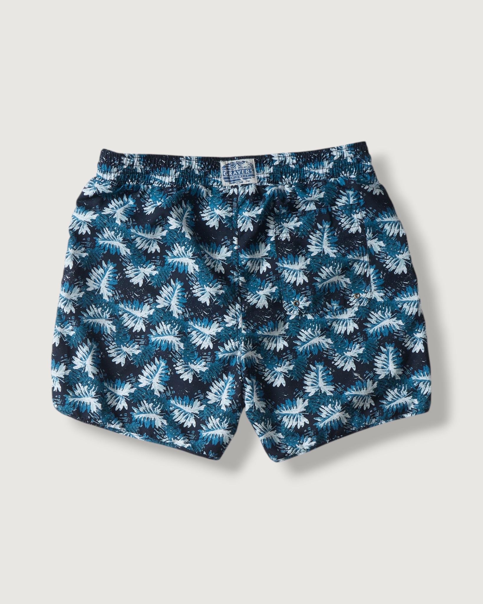 Blue Palms Eco Swim Trunk 6" - Navy Green Leaf Product Image
