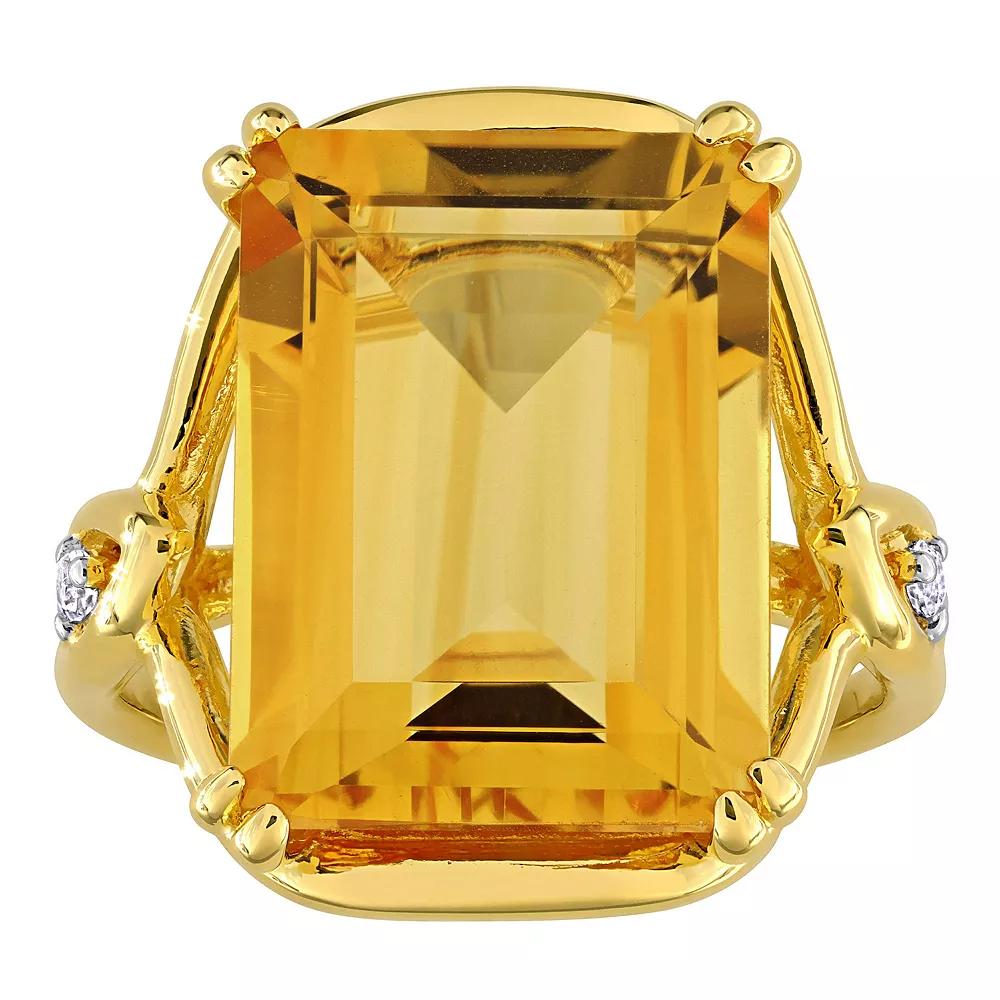 Stella Grace 18k Gold Over Silver Citrine & White Topaz Cocktail Ring, Women's, Size: 9, Gold Tone Product Image