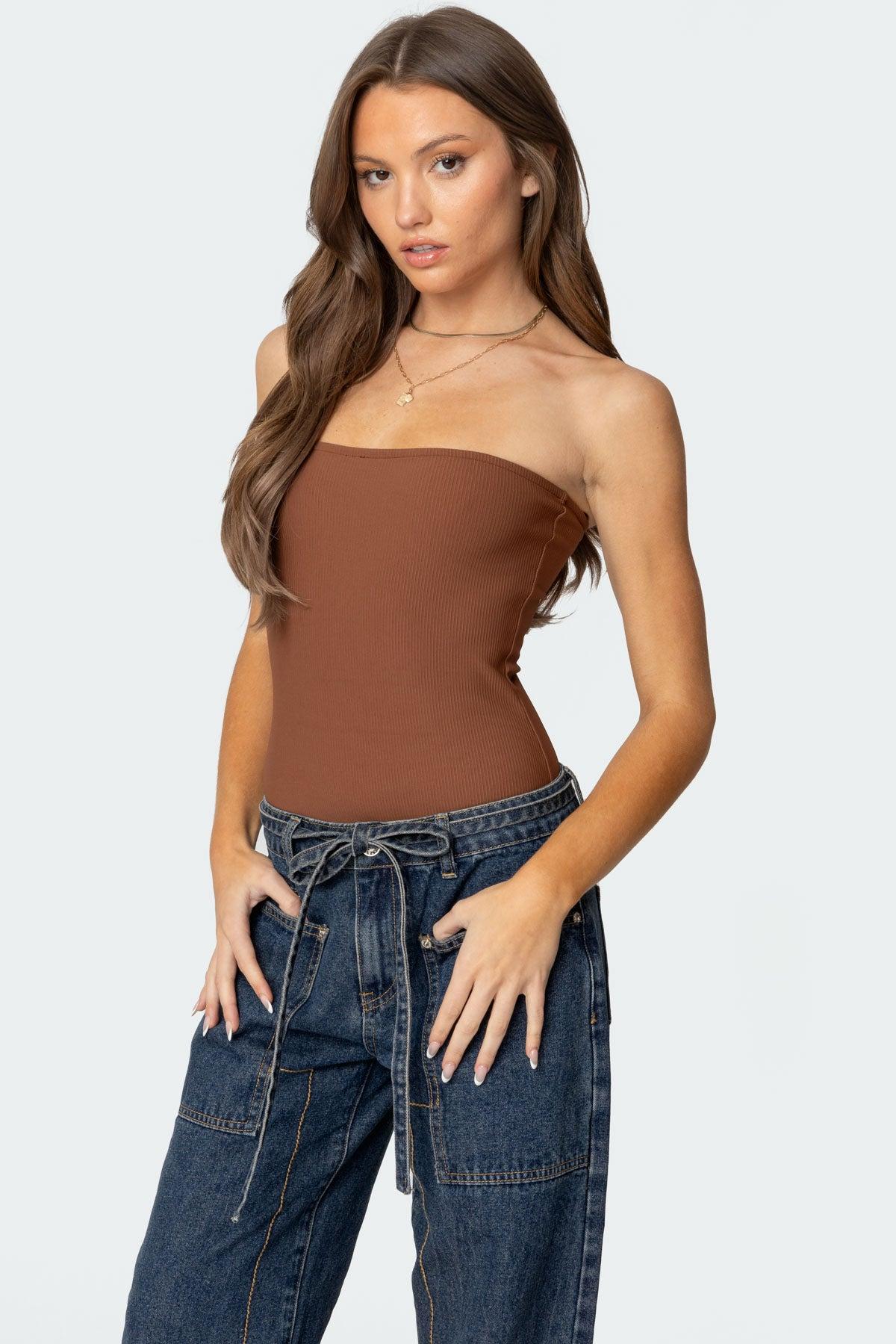 Loren Strapless Ribbed Bodysuit Product Image